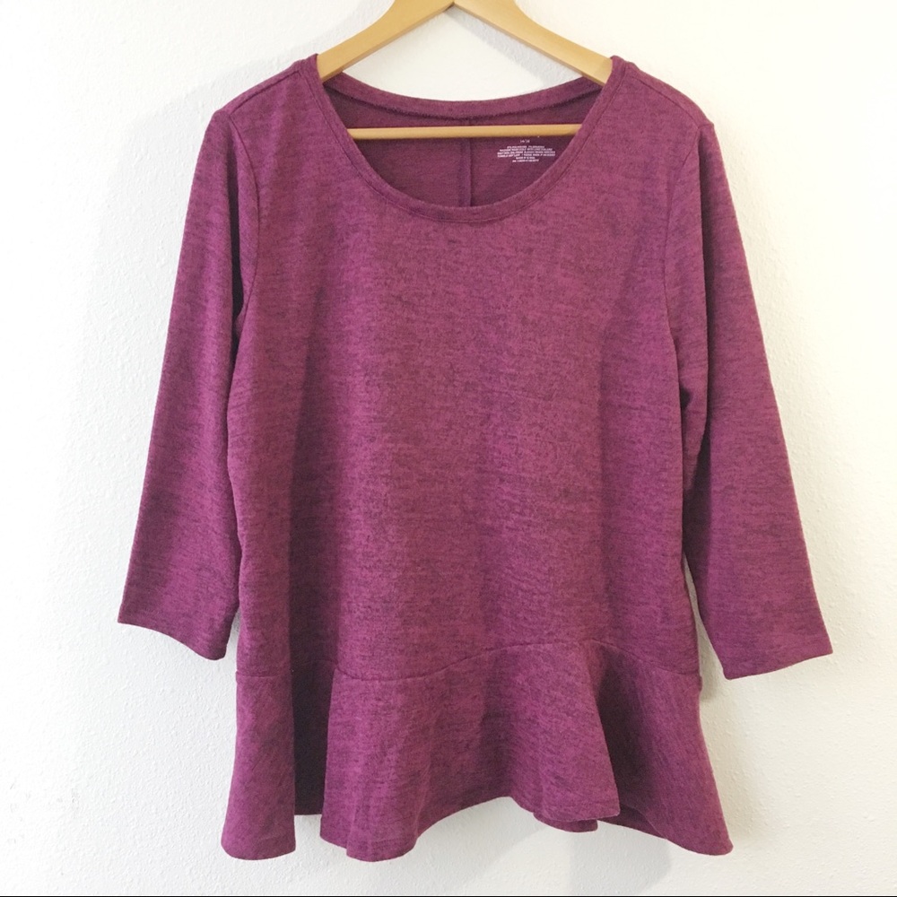 NWT Lane Bryant Peplum Knit Blouse 3/4 Sleeve